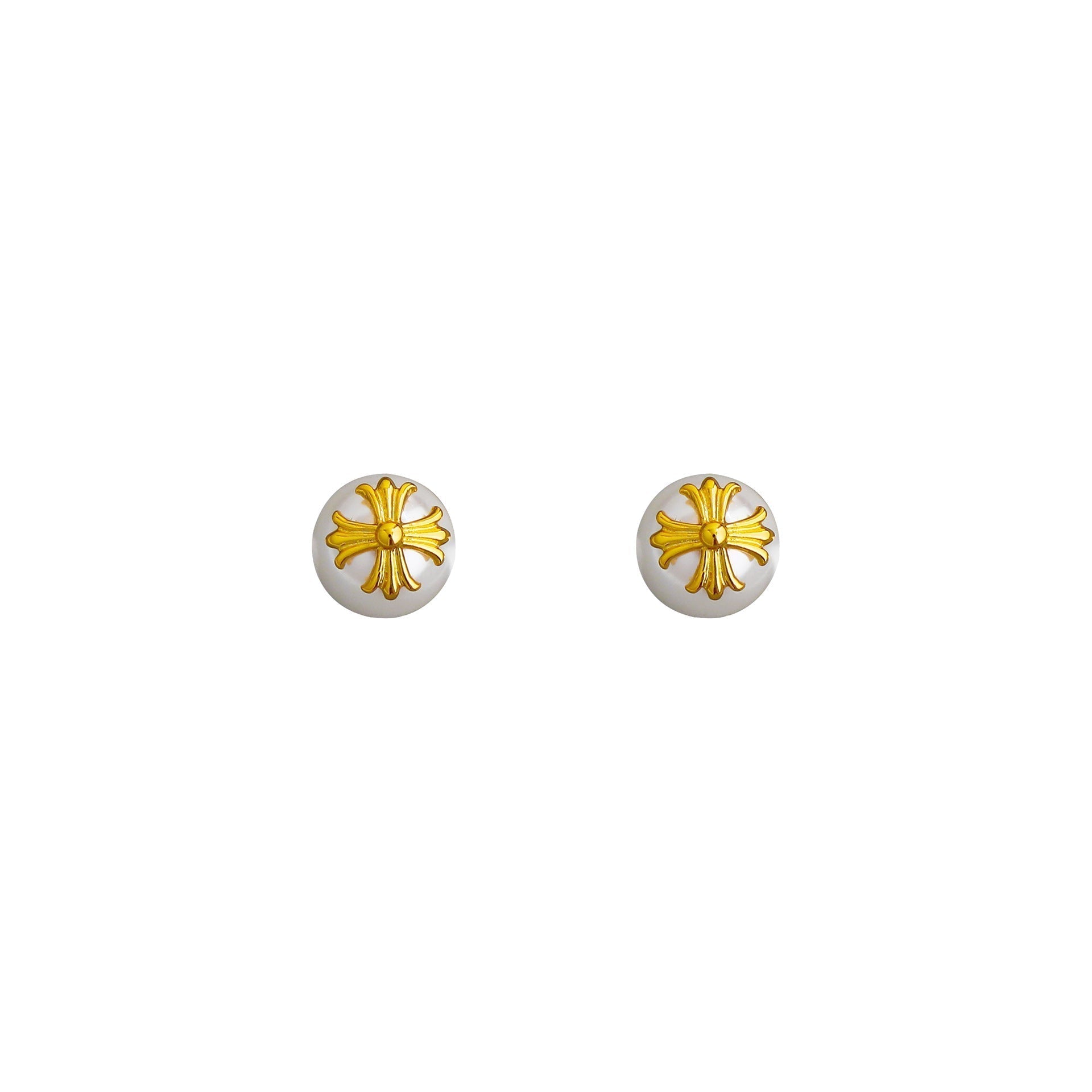 Chrome Hearts cross pearl earrings
