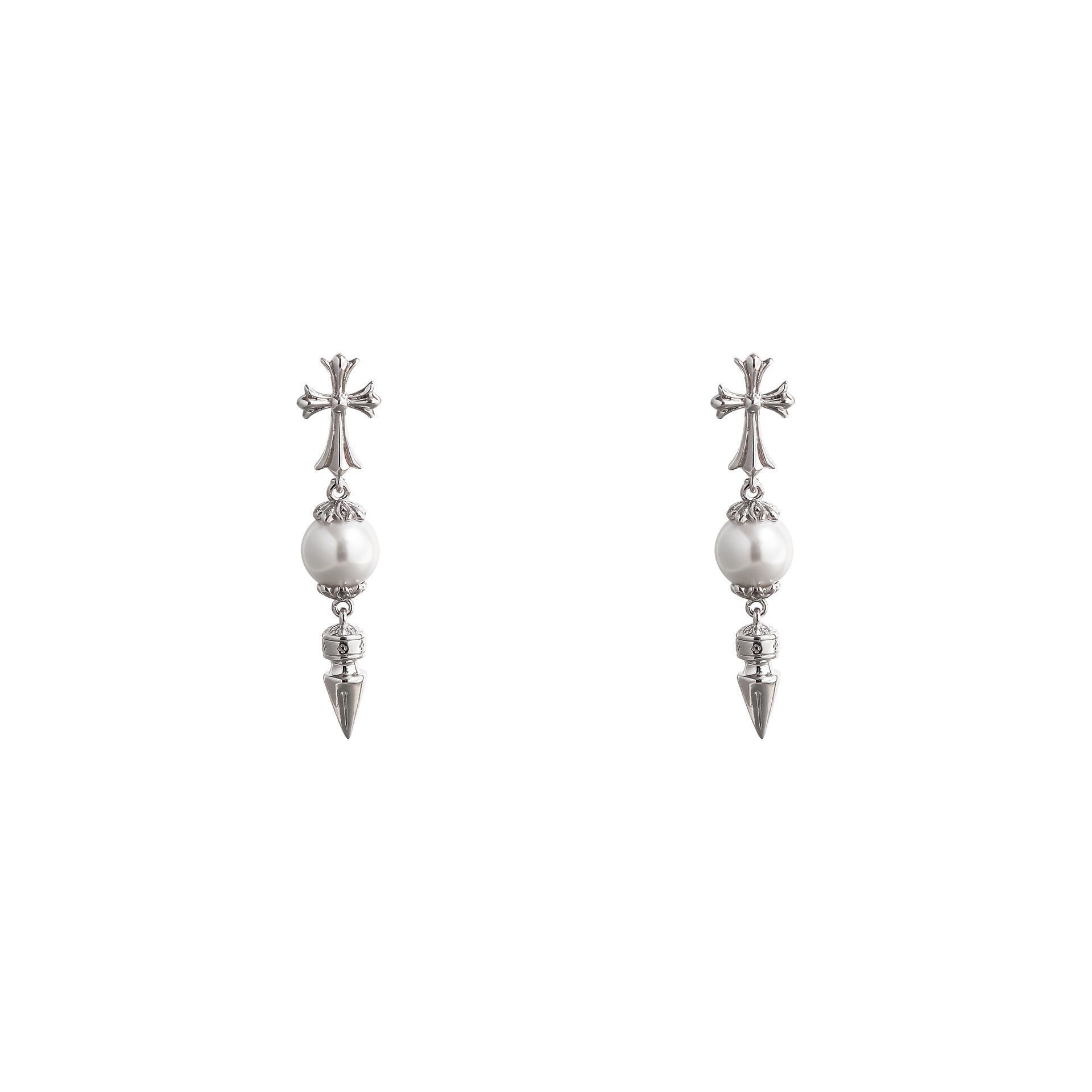 Chrome Hearts cross pearl earrings